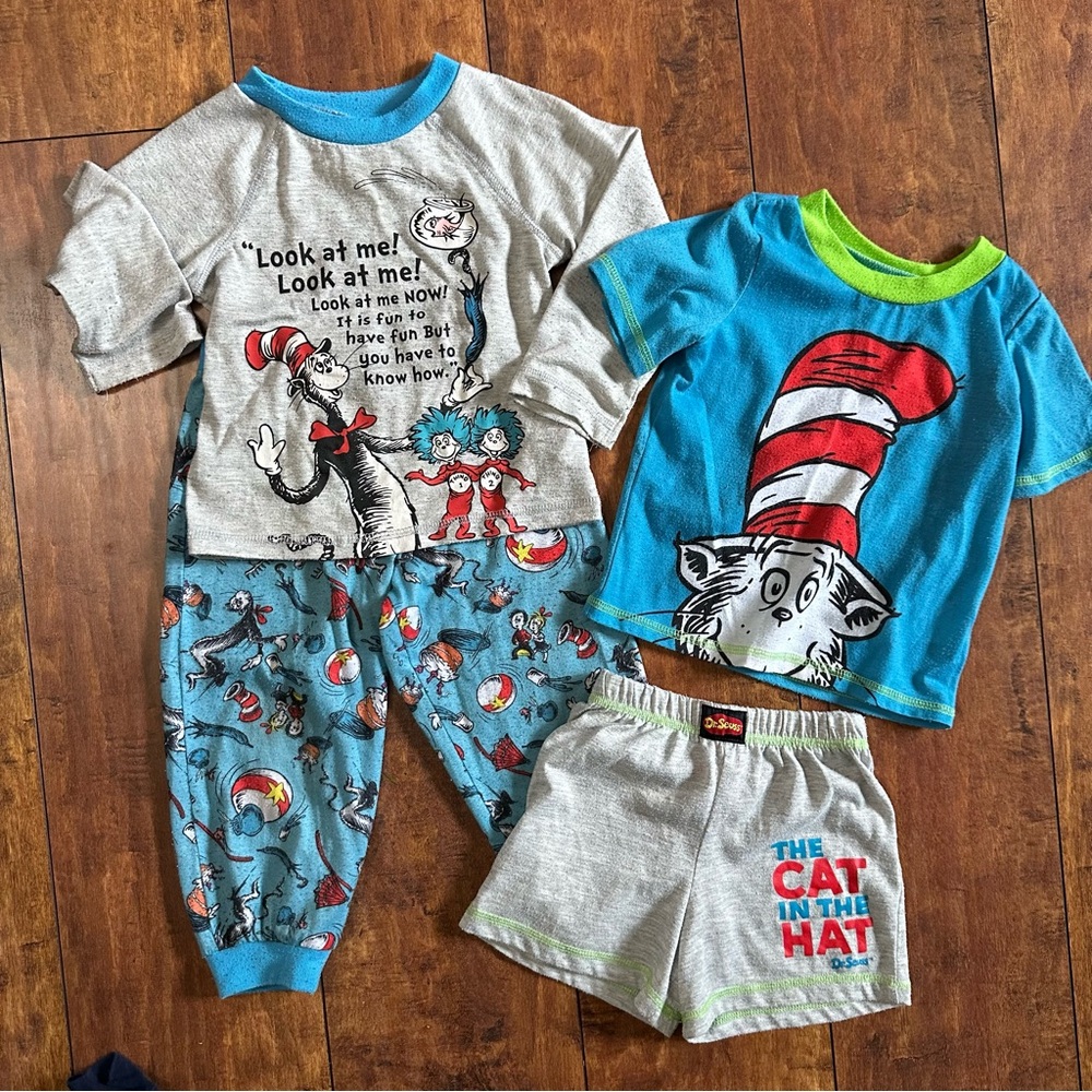Dr. Seuss Cat in the Hat pajama bundle 3T